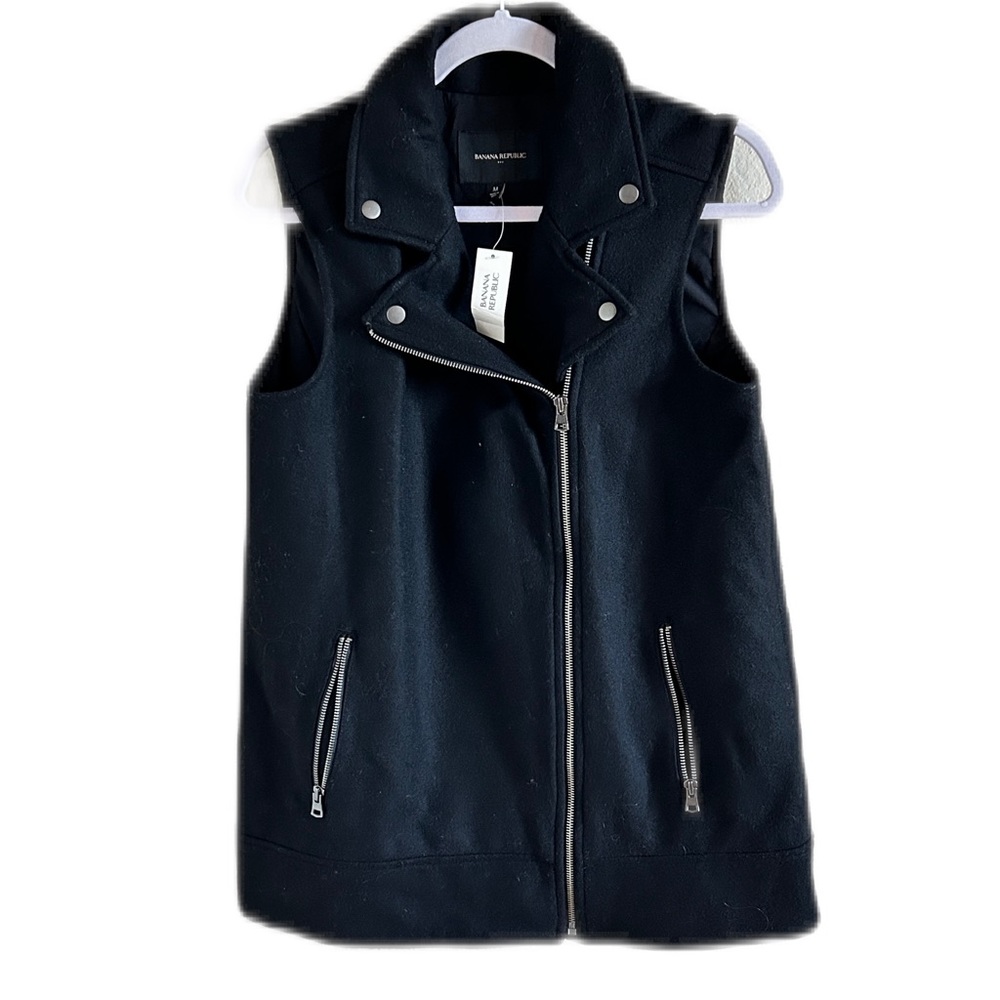 Banana Republic Women’s Vest New With Tags Size M Black Wool Blend Moto …